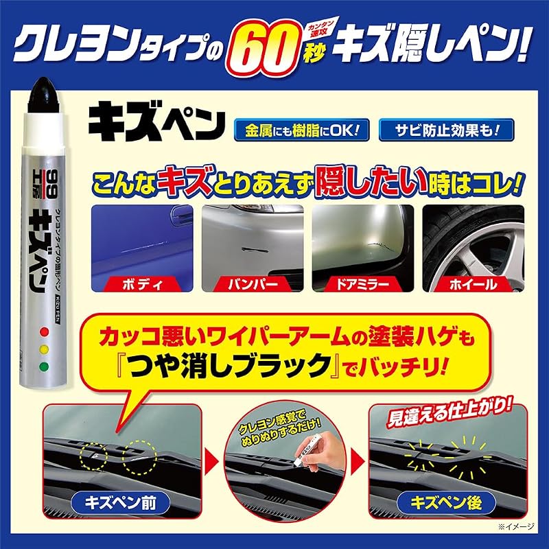 SOFT99 99 Workshop Repair Paint Scratch Pen Black for Automotive Repair 08061