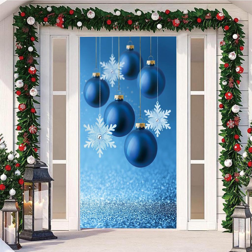 Four-Sided Stretch Christmas Door Cover - Easy Install with Festive Pattern