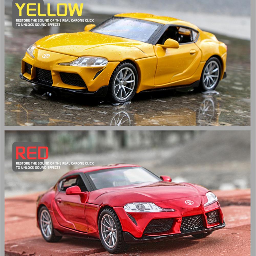 1/32 Scale Toyota GR SUPRA Sports Diecast Car Model Toy, Pull Back Toy Vehicle with Sound and Light for Kids Toddler Boys Girls Gift Collection