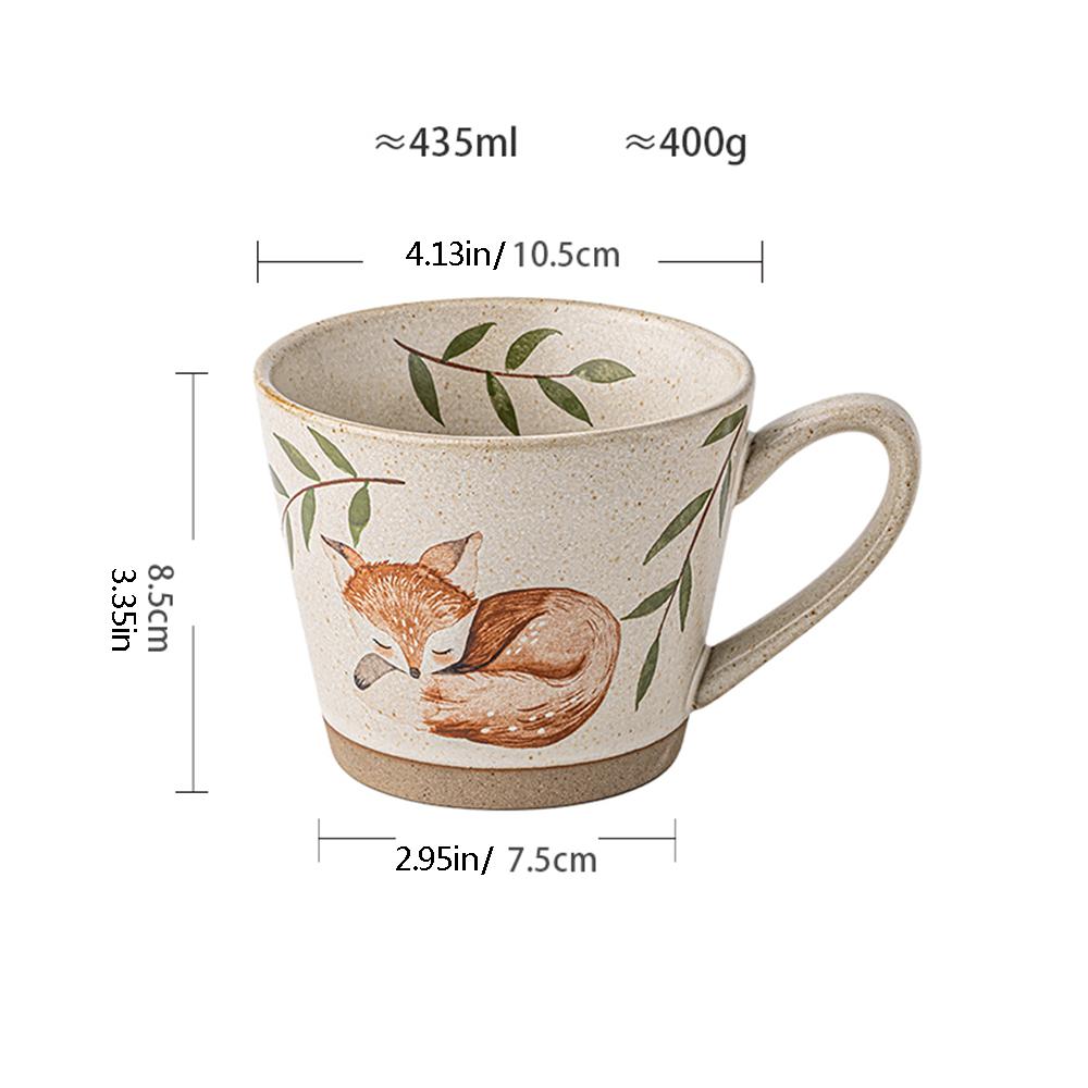 

Креативная кружка из каменной керамики, кофейная чашка, кухонные принадлежности, милая мультяшная лиса, V-образная чашка с одной ручкой-ушком, подарок на день рождения подруге 401-500ml