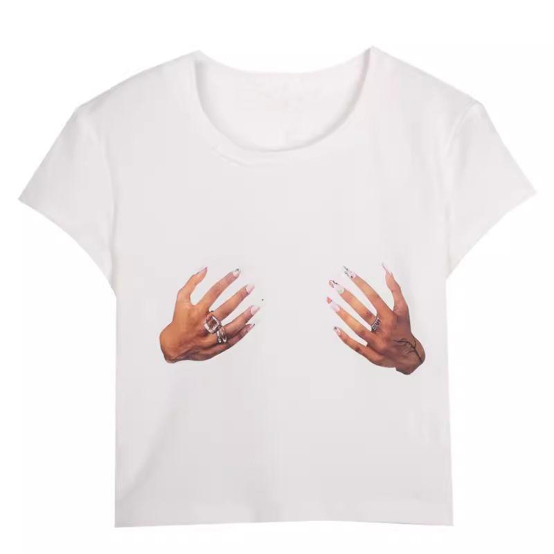 

Ретро Белая Модная Приталенная Футболка с Коротким Рукавом и Открытыми Плечами White (In Stock) S