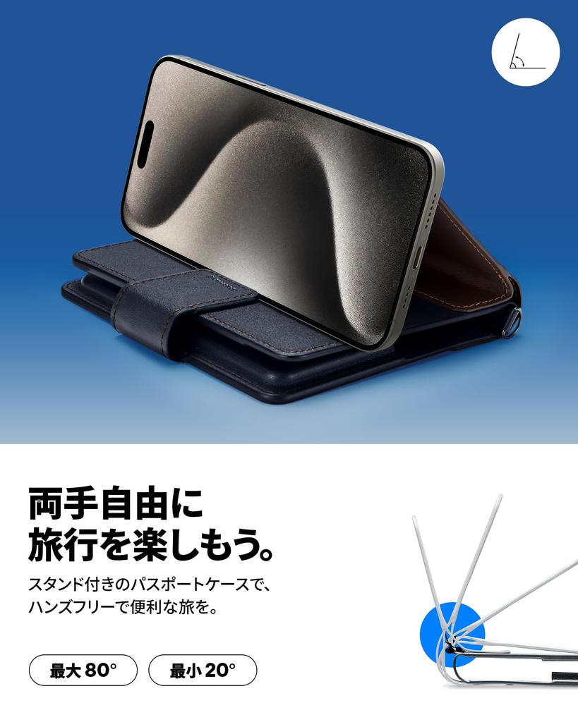 Caseology Passport Case with Stand Travel RFID SIM Pocket Mulberry Indigo Function, Multi-Storage Wallet, Blocking, Anti-Skimming, Pin, Multi-Function