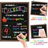 First & Last Day of School Board, 14 X 10.5 Inch Double Sided Back To School Chalkboard with Frame, Reble Wooden 1st Day of Preschool/Kindergarten