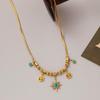 18K Gold Plated Retro French Turquoise Starburst Pendant Necklace