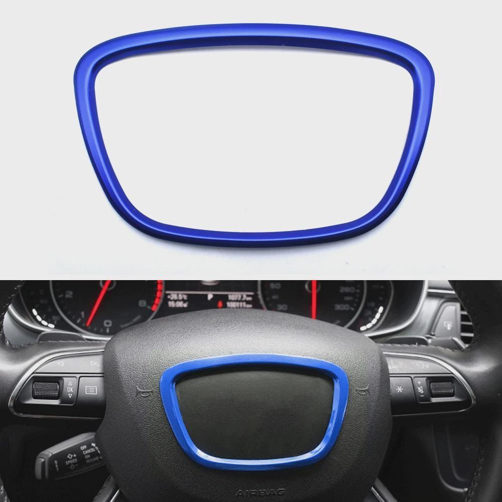 For Au-di A4 B6 B7 B8 A6 C6 A5 Q7 Q5 A3 A4L A8L A6L Car Steering Wheel Cover Center Logo Frame Stickers Interior Car Accessories