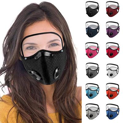 Máscara de Poeira Respirável Reutilizável com Ponte Nasal Ajustável e Válvulas de Ar Duplas para Esportes ao Ar Livre e Uso Diário com Protetor Facial Transparente