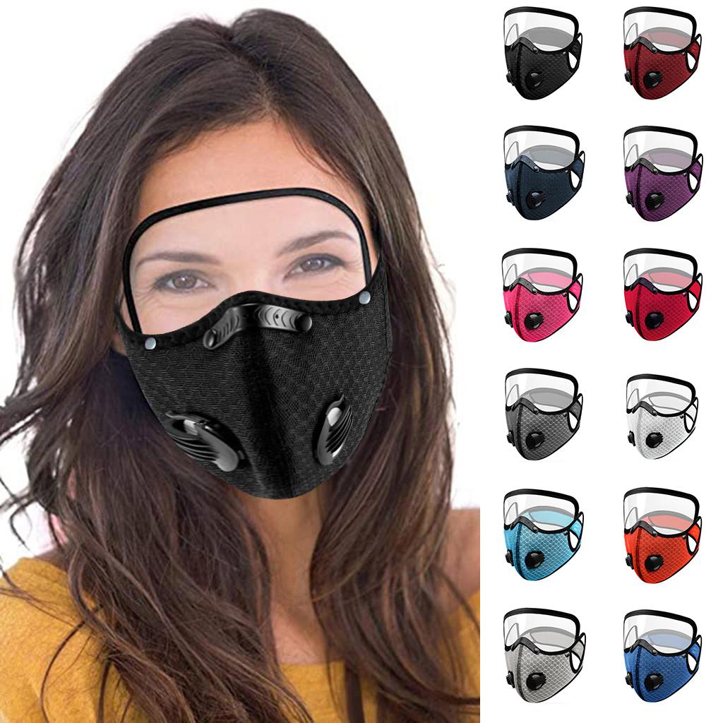 Máscara de Poeira Respirável Reutilizável com Ponte Nasal Ajustável e Válvulas de Ar Duplas para Esportes ao Ar Livre e Uso Diário com Protetor Facial Transparente