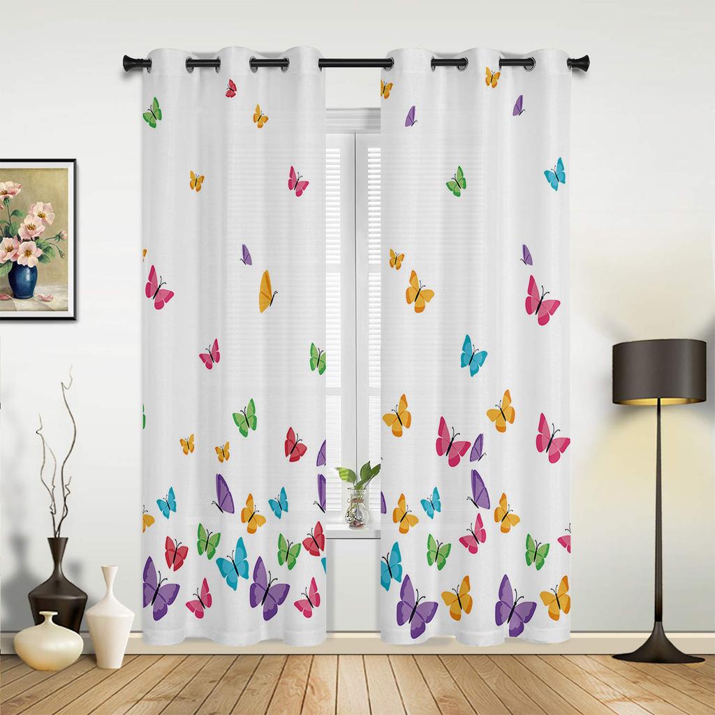 Insekten Blumen Pflanze Vintage Schmetterling Vorhänge für Schlafzimmer Wohnzimmer Vorhänge Küche Kinderzimmer Fenstervorhang Heimdeko