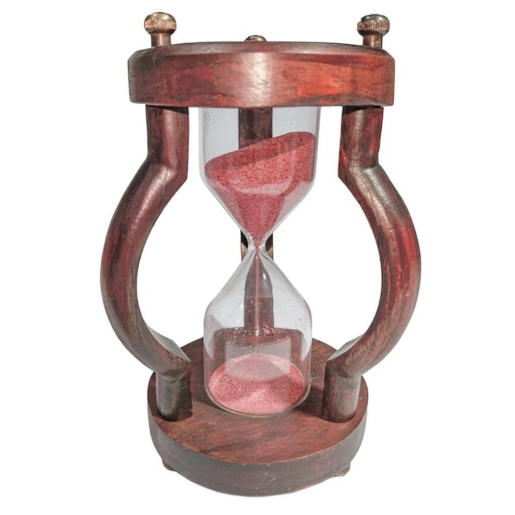 Personalized Sand Timer 10 Min Hourglass (Round Base, Pink) - Handmade Wood Hourglass Sand Timer, Wooden Home Decoration, Christmas Decor