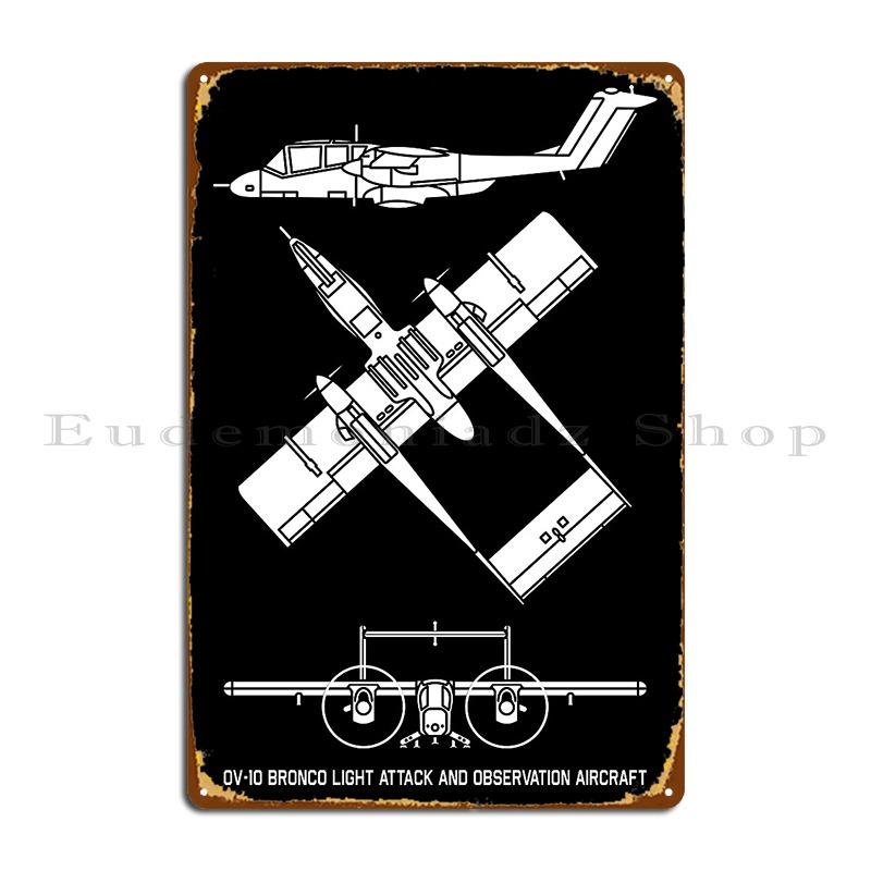 DORA Tin Sign Ov Bronco American Plane Cutout Silhouette Metal Signs Customized Decoration Rusty Wall Mural Classic Tin Sign Poster 20x30cm(7.8x11.8inch)