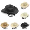 Western Cowboy Hat With Wide Brim For Outdoor Sun Protection Casual Wear Men Women