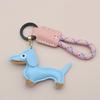 Cartoon Dachshund Keychain Fashion Puppy Dog Bag Pendant PU Leather Hanger  Bag Ornament