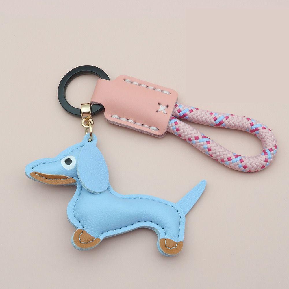 Cartoon Dachshund Keychain Fashion Puppy Dog Bag Pendant PU Leather Hanger  Bag Ornament