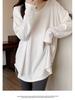 Women's Korean Style Loose-Fit Long Sleeve Mid-Length Shirt - Curved Hem, Versatile for Autumn & Spring