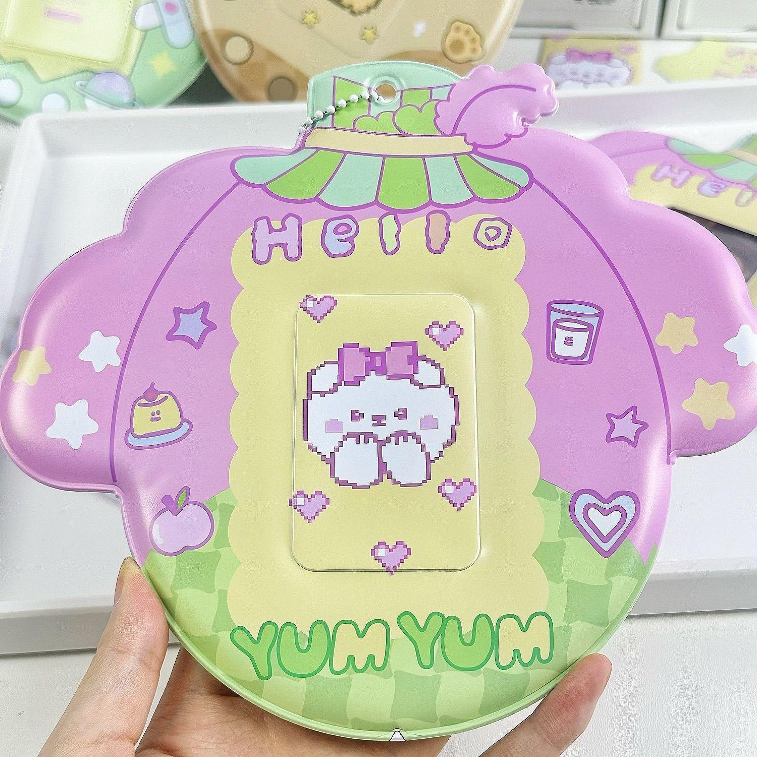 

Kawaii Animal Photocard Frame Japan Style Retro Pixel Photocard Sleeves Kpop Idol Card Holder with Chain Mini Photo Album 2025