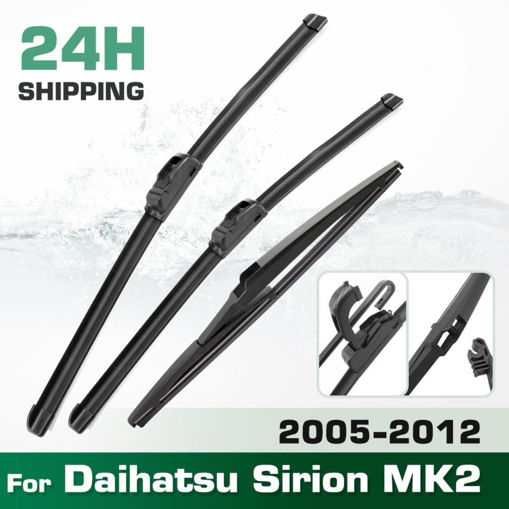 For Daihatsu Sirion MK2 2005-2012 2006 2007 2008 Wiper Front&Rear Wiper Blades Windshield Windscreen Window Brushes 20"+16"+14