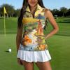 Women's Golf Sleeveless Shirt with Zipper Collar Halloween Print Casual Sport Top