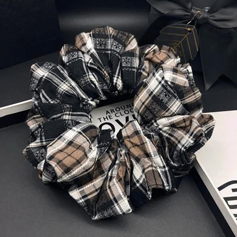 Elegant Retro Plaid Scrunchie Headband for Women