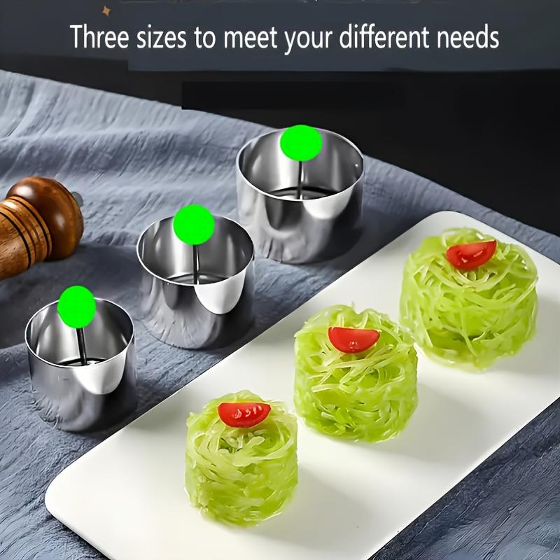 3er Set Kuchenringformen mit Stoßer, Edelstahl-Kuchenringe, Mousse-Ringe, Reisbällchen-Formen, Backwerkzeuge, Küchenhelfer, Küchenzubehör