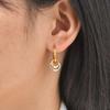 Two Tone Hoop Earrings for Women, Stainless Steel Gold-Silver Color Small Circle Square Huggie Hoop Earrings Trendy Jewelry