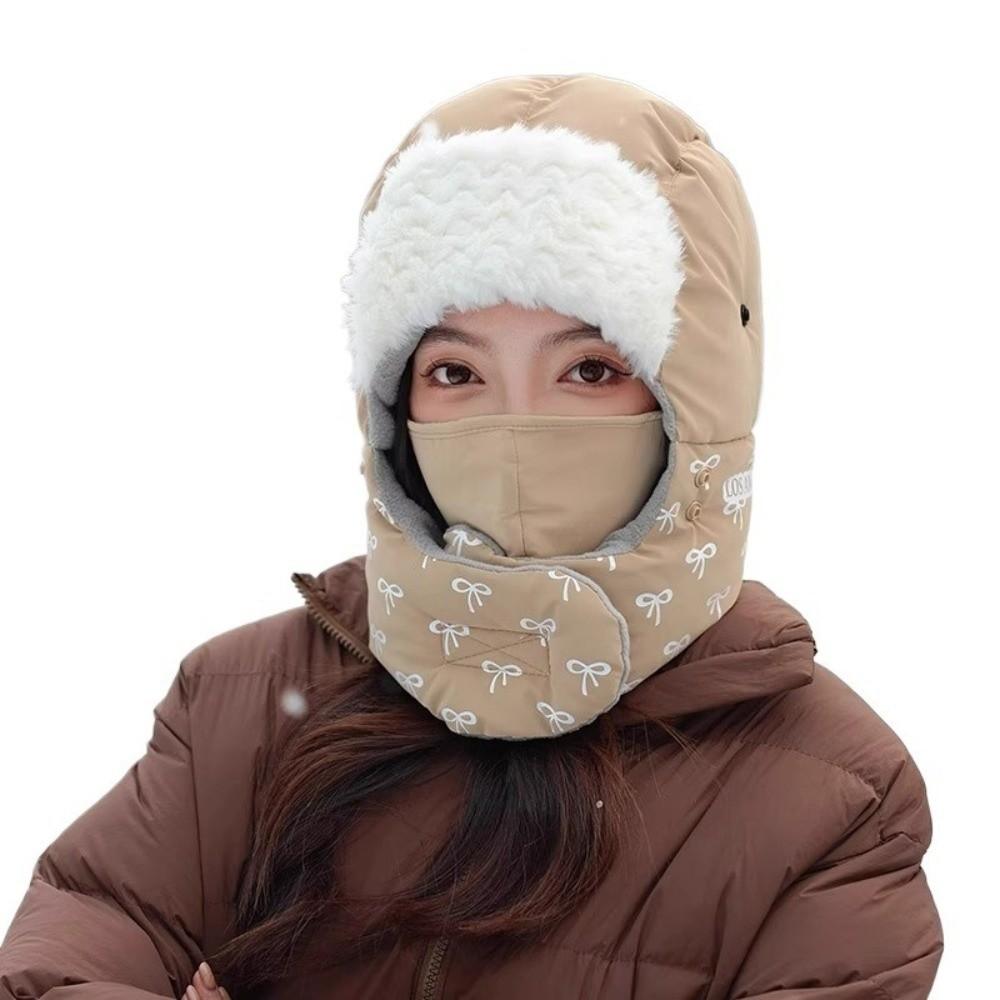 Bow Pattern Pullover Hats Cold Proof Cycling Mask New Ear Protection Cap  Winter