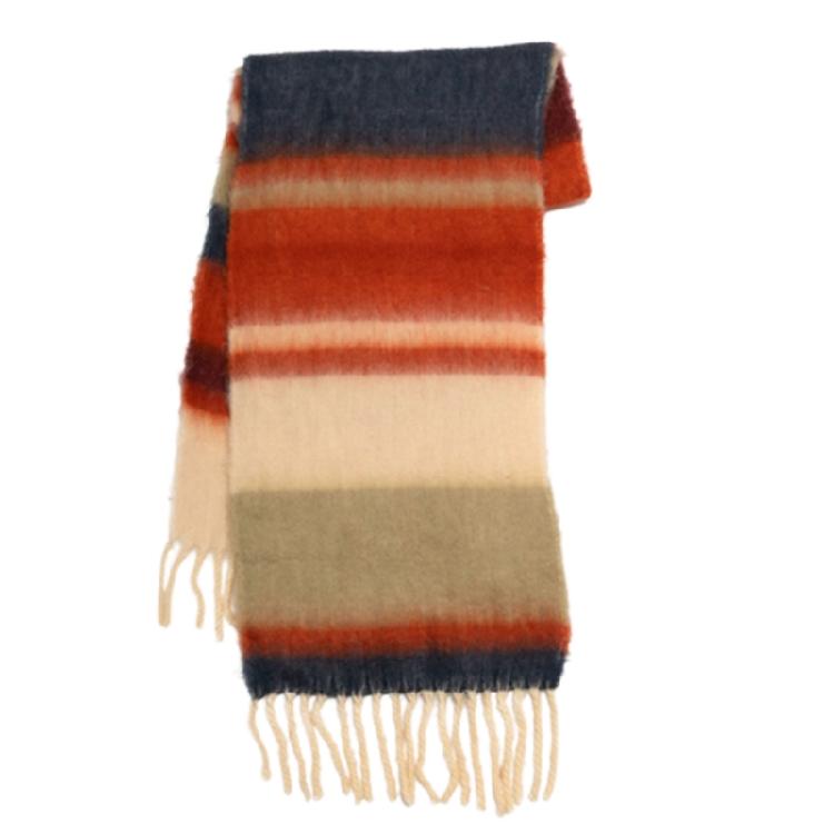 Striped Scarf Long Knitted Scarf Neck Warmer Women Scarf Lightweight Neck Wrap