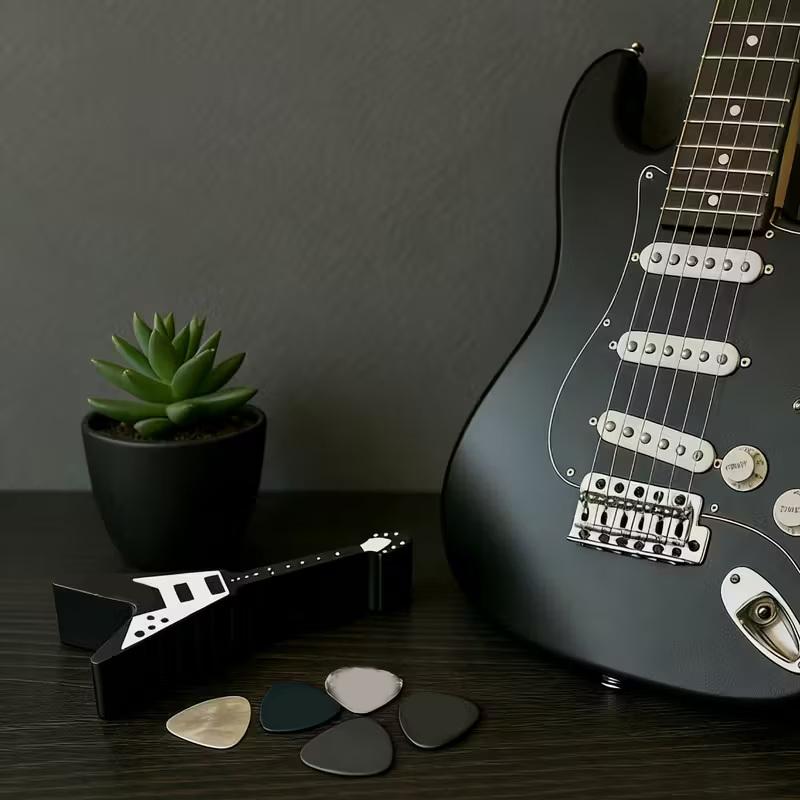 10-Slot Guitar Pick Holder Guitar Shape Plastic Guitar Pick Organizer Space-Saving For Electric, Acoustic, Classical Guitars