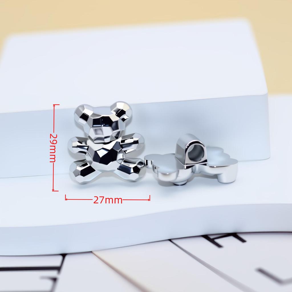 Elegant Matte Silver Teddy Bear Heart Strawberry Jewelry Hair Accessories with Handmade Details