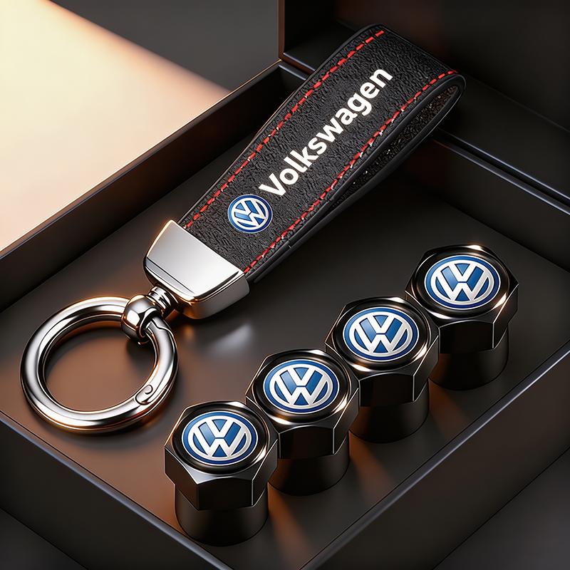 For Volkswagen n1Volkswagen Car Tire Wheel Valve Caps Cover Suede VW Car Key Chain Ring Keychain For VW GTI Polo Golf Passat Tiguan Arteon Jetta