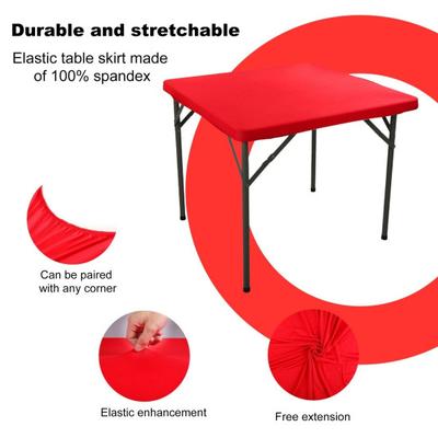 2 Pcs Stretchy Fitted Table Cover 34x34 Inch Square Tablecloth with Elastic Edge Solid Color Table Cloth for Kitchen Dining
