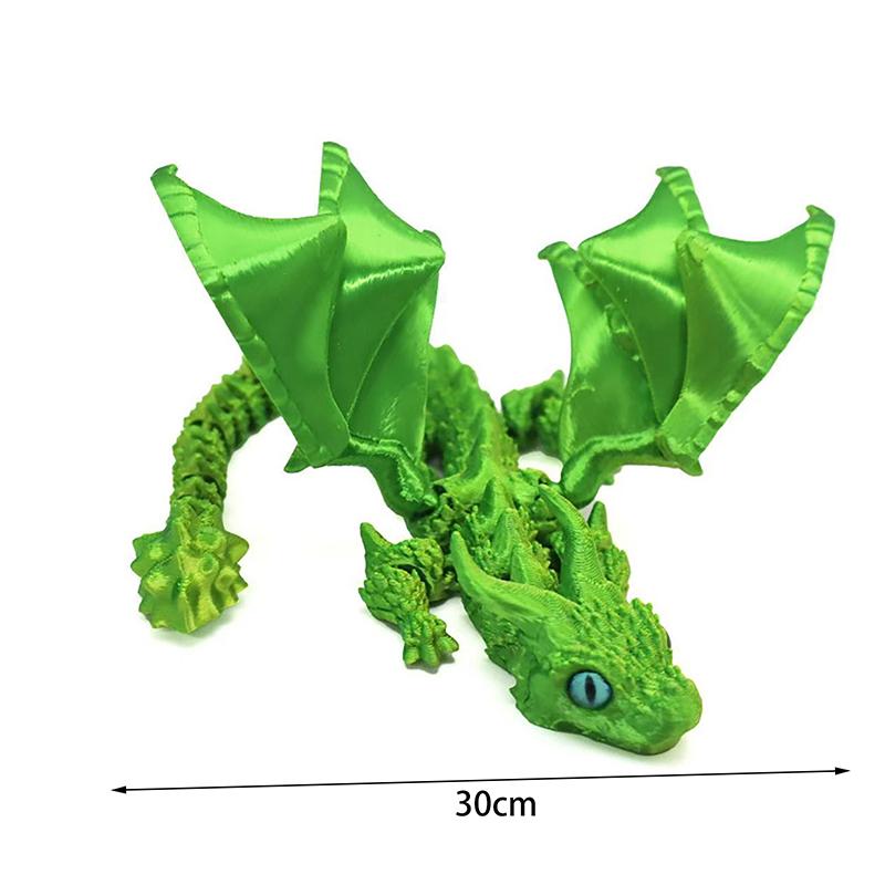 3D-gedruckte geflügelte Kutsche Drachenfigur mit zufälligen Augen Art Deco Harz Drachenskulptur Tischplatte Tierisches Thema Dekorationen