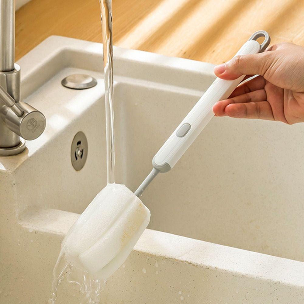 Household Long Handled Cup Washing Brush Long Handled Bottle Cleaning Sponge Cups Cleaner