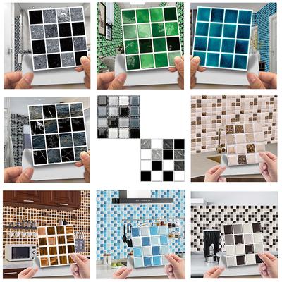 10x Haushalt Küche Wasserdicht Kreative Fliesen Aufkleber Drei-dimensional Helle Film Mosaik Aufkleber Selbst-adhesive Wand Wohnkultur