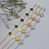 High Quality Four Leaf Clover Five Flower Bracelet Laser Lucky Clover Double Sided Ladies Bracelet