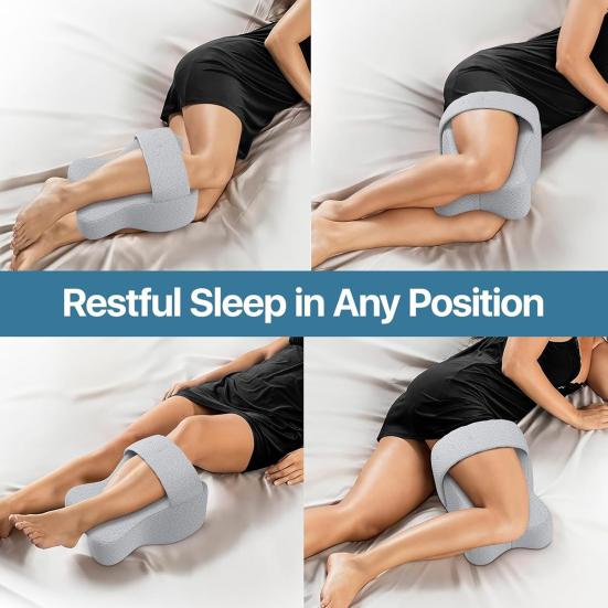 Memory Foam Knee Pillow Large Leg Pillow with Adjustable Strap Aligns Spine Sciatica Relief Back Knees Joints Support