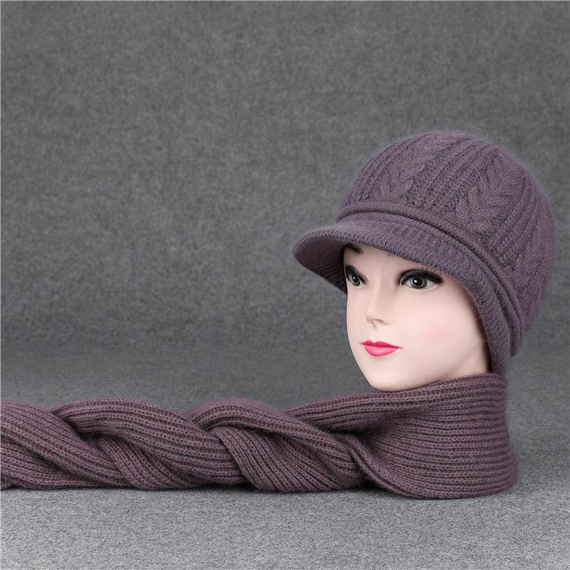 Duck Tongue Old Man Hat Female Grandma Autumn Winter Rabbit Wool Hat Knitted Thermal Basin Hat Middle-Aged And Elderly Mother Velvet