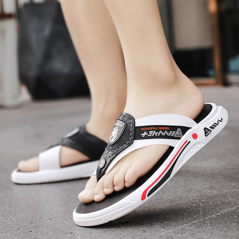 Mode Sommer Schuhe Herren Hausschuhe Echtes Leder Herren Flip Flops Flach Herren Sandalen Urlaub Rutschfest Strand Sandalen Duschschuhe Herren Sty