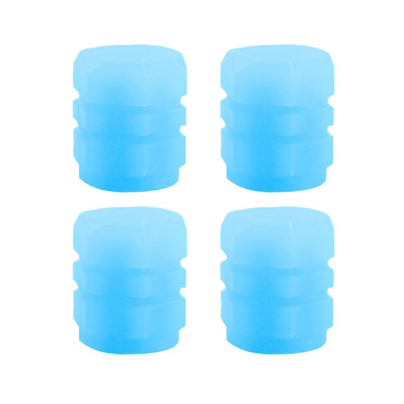 4 Universal Fluorescent Luminous Tire Valve Stem Covers Car Tire Valve Cap Green /Yellow/Blue/Red Fluorescent Powder