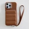 For iPhone 15 Pro Case Card Slots Kickstand PU Leather+PET Phone Cover with Wrist Strap