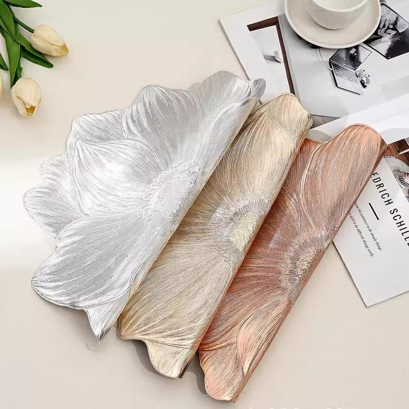High-Value Placemats Light Luxury Lotus Non-Slip Placemats Bowl Mats Coasters PVC Heat Insulation Mat Thickened Hotel Household Washable Mat