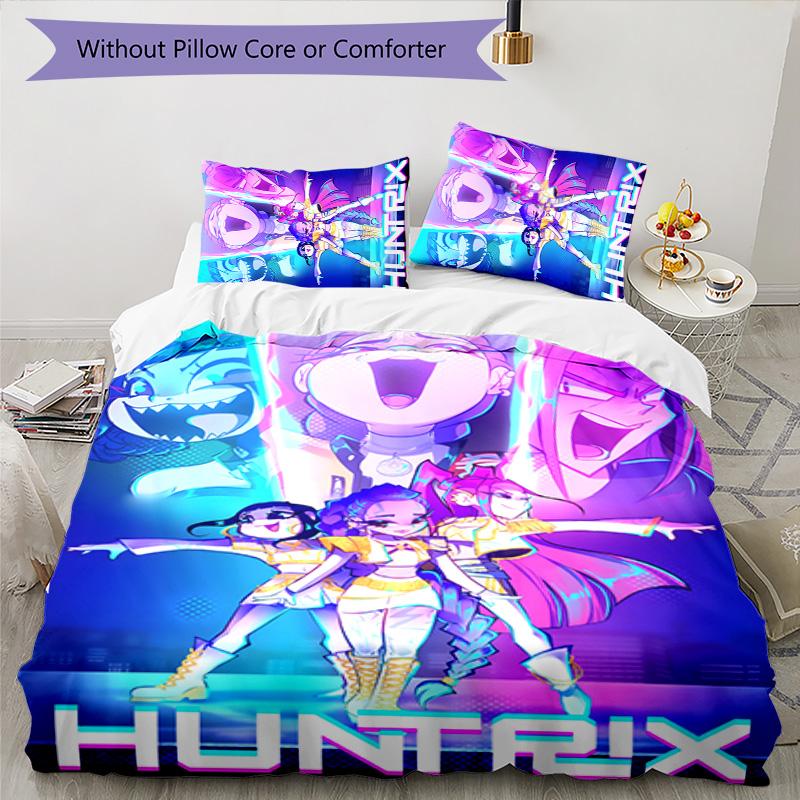 KPOP Hunter 3pcs Bedding Set Duvet Cover Closure Includes 1 Duvet Cover & 2 Pillowcases for All Seasons Bedroom Home Dorm Decor