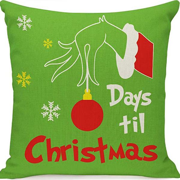 New Funny Designs and Popular Christmas Green Haired Weird Grinch Linen Pillowcase Living Room Bedroom Backrest Cover