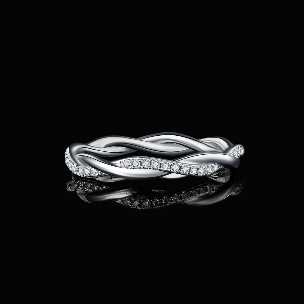 JewelryPalace Moissanite D Color Love Rope Infinity 925 Silver Stackable Band Ring for Woman Yellow Rose Gold Plated