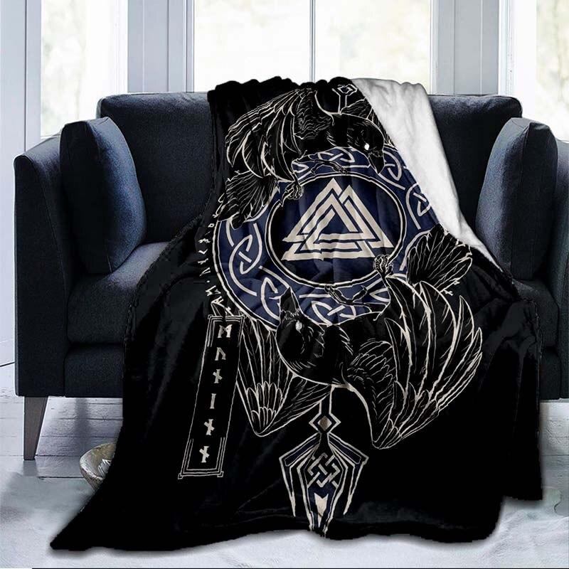 The Vikings Ancient Scandinavian Norse Runes Axes 3D Soft Throw Blanket  Lightweight Flannel Blanket