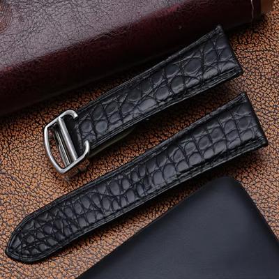 Krokodilleder-Armband für Cartier Solo Tank London Echtes Leder Schwarz Braun Uhrenarmband Herren Damen 16mm 18mm 20mm 22mm 24mm