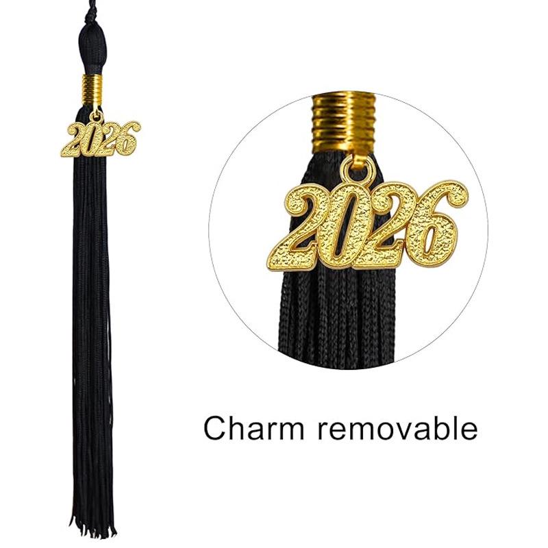 Matte Black Graduation Cap with 2026 Tassel for High School and University Bachelor Degrees