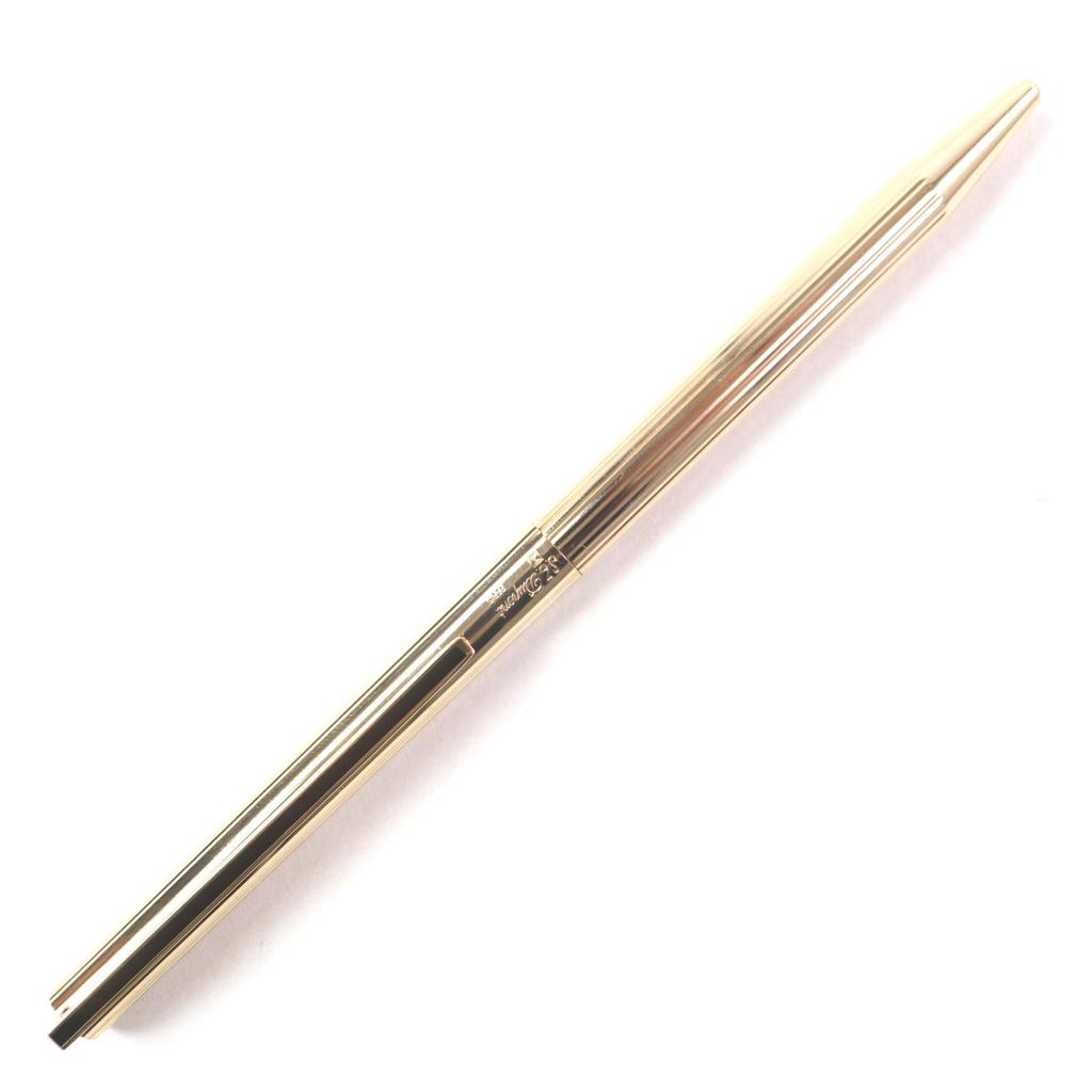 Great Dupont Ballpoint pen PG stripe with engraved logo and twist fastening gold mens Used
