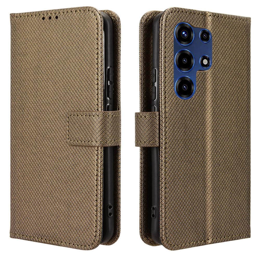 For Itel Super 26 Ultra Leather Wallet Case with Strap Diamond Texture Phone Cover