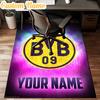Custom Name Bvb 09 Football Team Rug Office Rug Chair Mat Non Slip Carpet Rugs for Bedrooms Dining Room Living Room Home Decor gifts