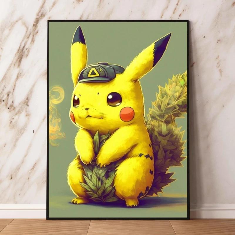 Watercolor Pokemon Decorative Paintings - Pikachu  Eevee Squirtle  Charmander  Bulbasaur Anime Art for Home Wall Decor